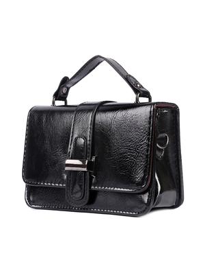 black leatherette (pu) regular sling bag - 16712579 - Standard Image - 4