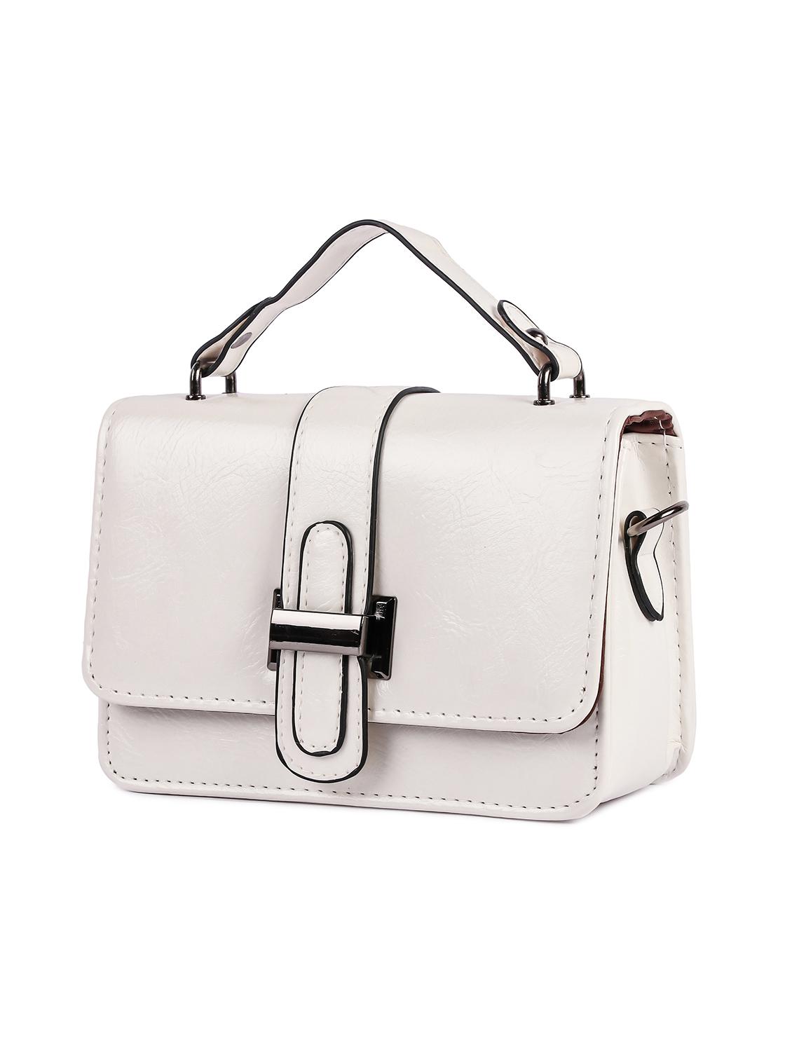 white leatherette (pu) regular sling bag - 16712580 - Zoom Image - 4
