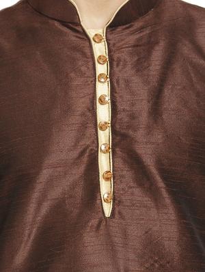 brown solid kurta pyjama set - 16712668 - Standard Image - 4