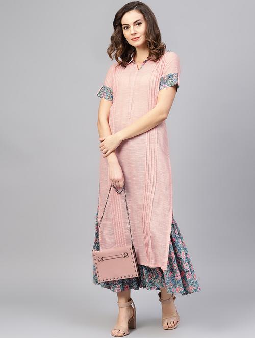 solid pintucks kurta sharara set - 16712963 - Standard Image - 1