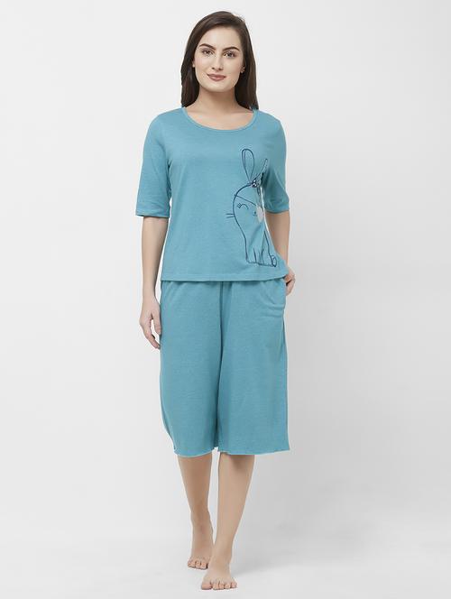 round neck quirky capri set - 16713050 - Standard Image - 1