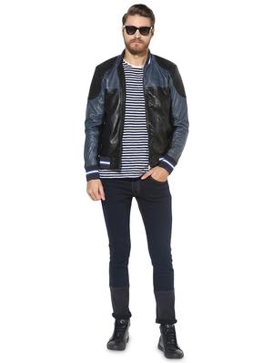 blue color block 100% lamb leather jacket - 16713630 - Standard Image - 4