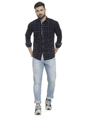 navy blue checkered casual shirt - 16713866 - Standard Image - 4