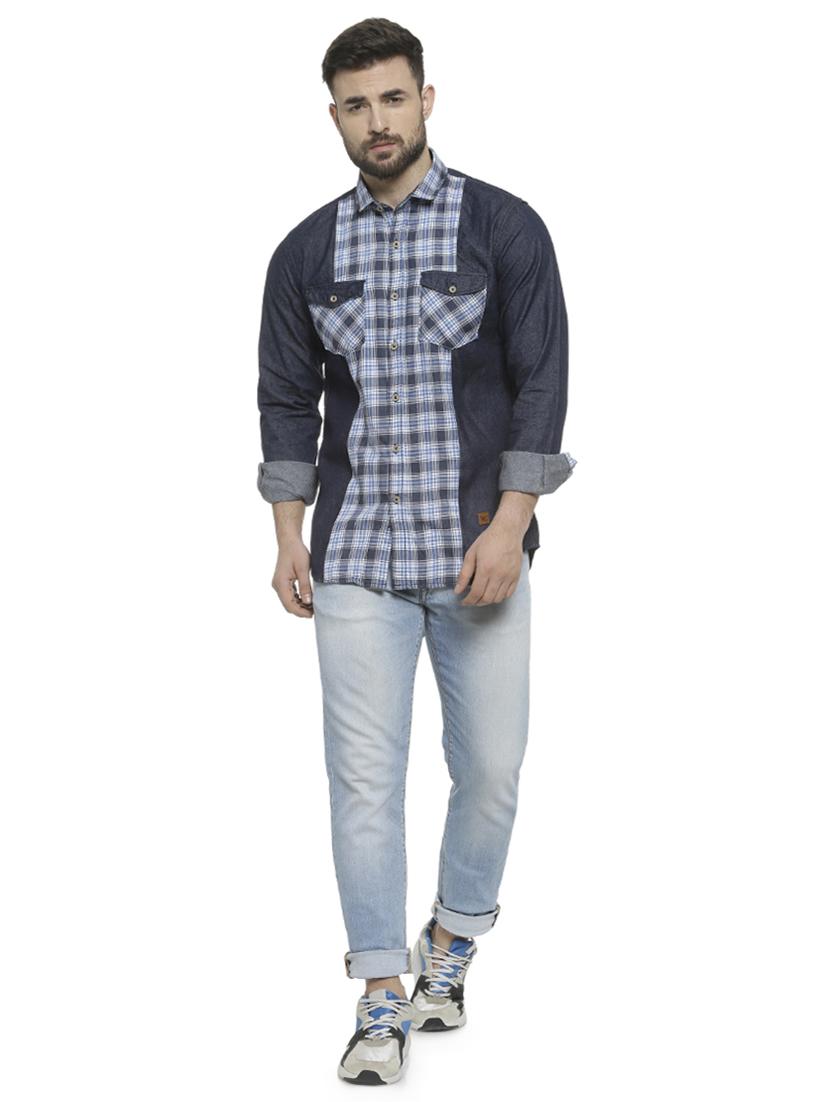 blue checkered casual shirt - 16713877 - Zoom Image - 4