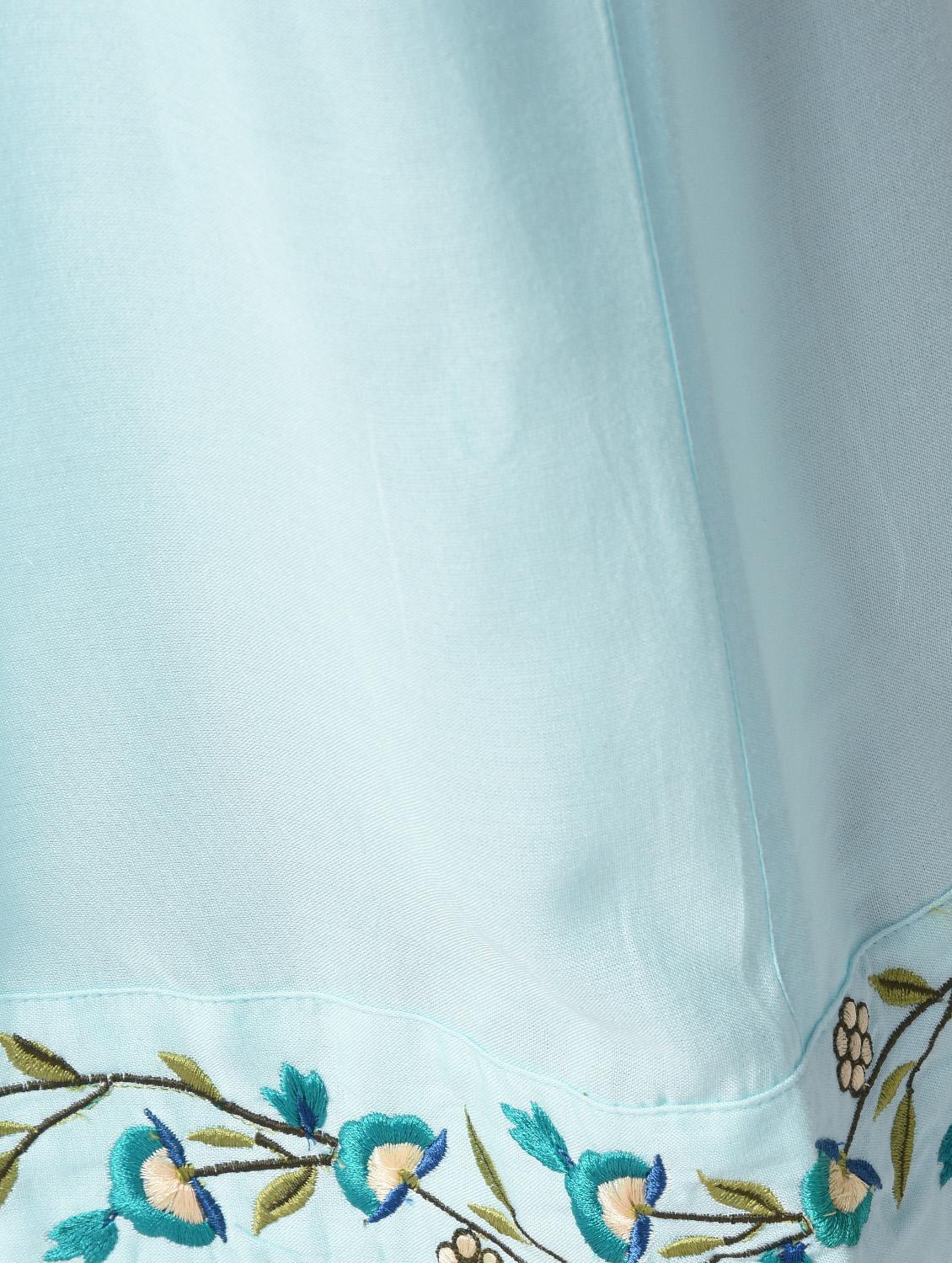 turquoise rayon kurta palazzo set - 16714195 - Zoom Image - 7