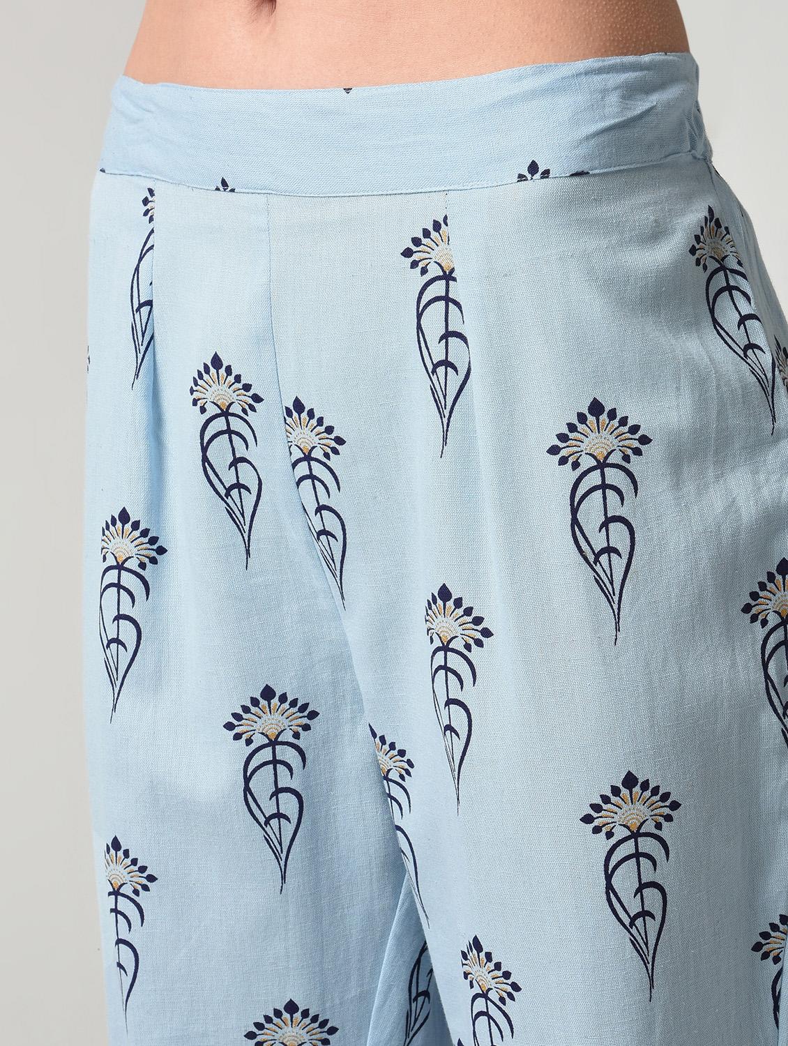 block print kurta pant set - 16714202 - Zoom Image - 7