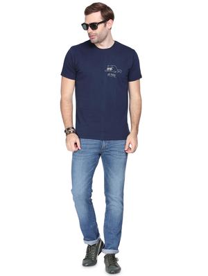 navy blue chest printed t-shirt - 16716260 - Standard Image - 4