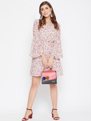 bell sleeved floral blouson a-line dress - 16717207 - Standard Image - 4