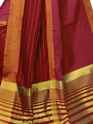 solid bordered saree with blouse - 16717243 - Standard Image - 4