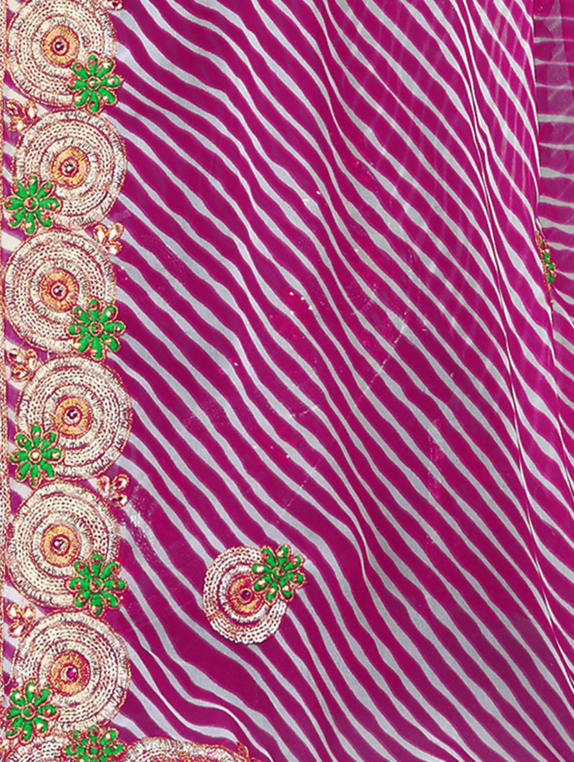 leheriya print bordered saree with blouse - 16717363 - Zoom Image - 4