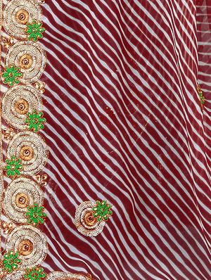 leheriya print bordered saree with blouse - 16717364 - Standard Image - 4