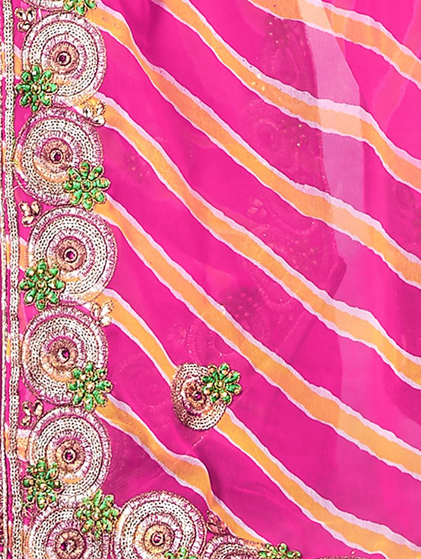 leheriya print bordered saree with blouse - 16717366 - Zoom Image - 4
