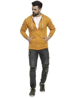 yellow solid hooded sweatshirt - 16717676 - Standard Image - 4