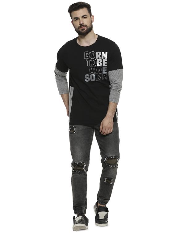 black typographic chest print t-shirt - 16717720 - Zoom Image - 4