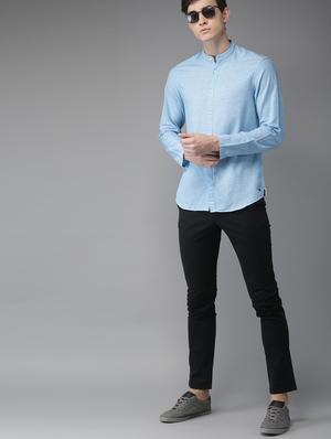 light blue solid casual shirt - 16718728 - Standard Image - 4