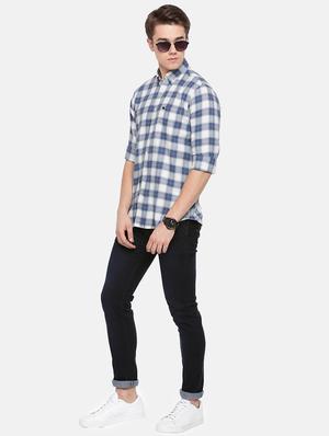blue checkered casual shirt - 16718741 - Standard Image - 4