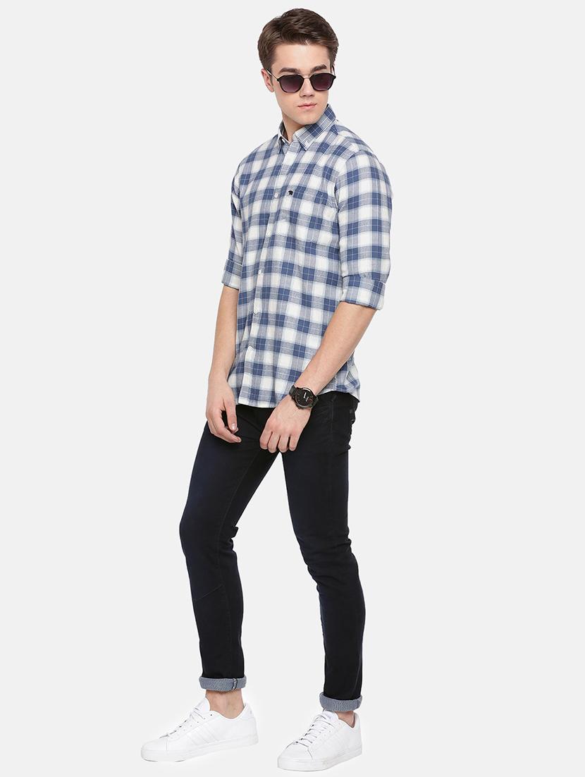 blue checkered casual shirt - 16718741 - Zoom Image - 4