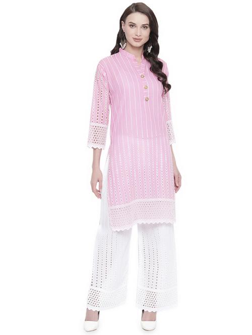 chikankari kurta palazzo set - 16718815 - Standard Image - 1