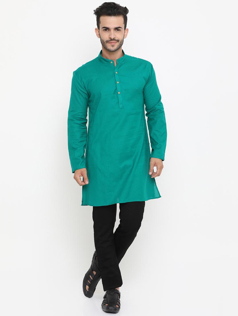green solid medium kurta - 16718887 - Zoom Image - 4