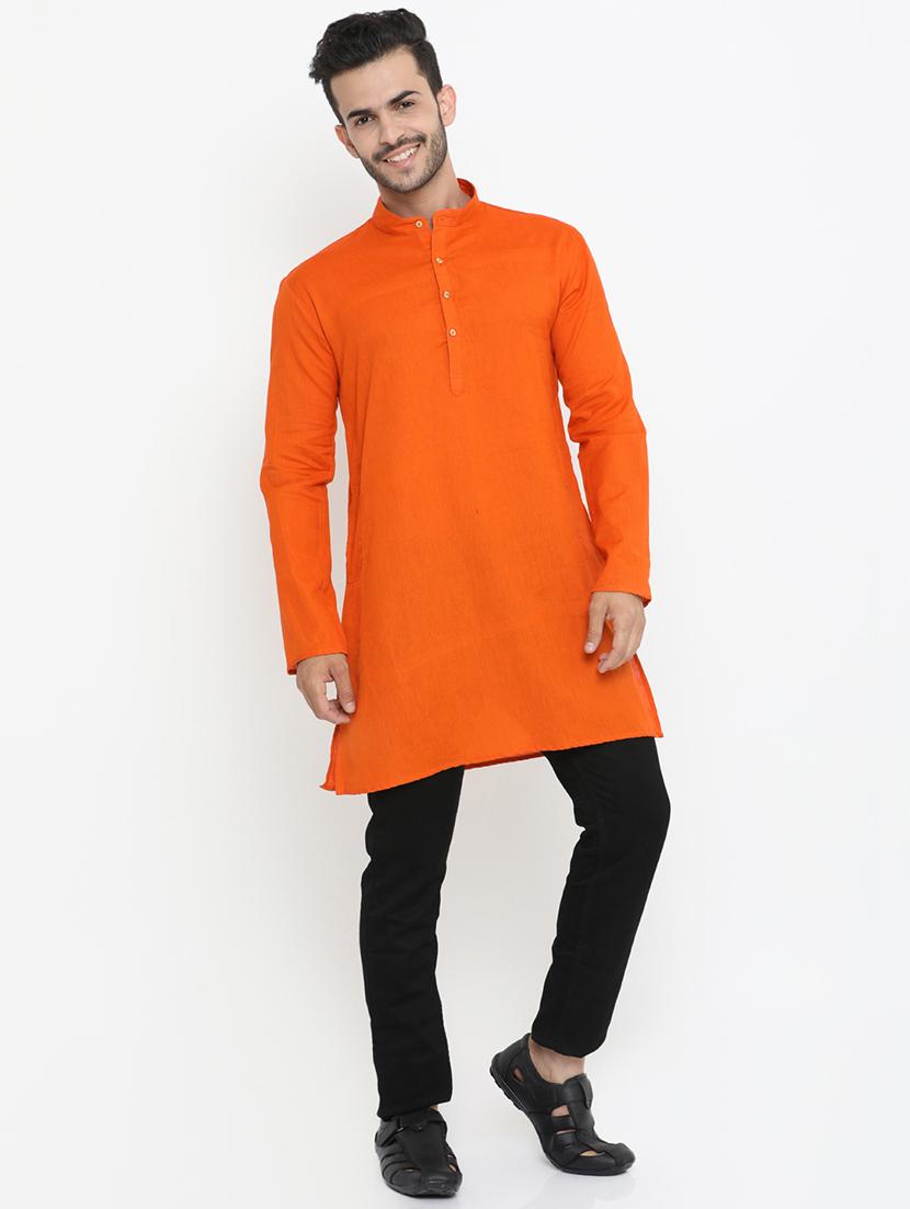 orange solid medium kurta - 16718888 - Zoom Image - 4