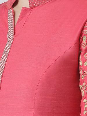 solid silk a-line kurta - 16719444 - Standard Image - 4