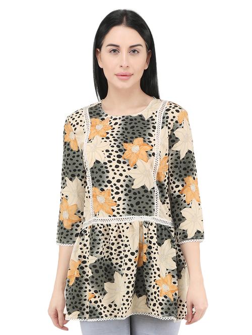 round neck lace detail top - 16719487 - Standard Image - 1