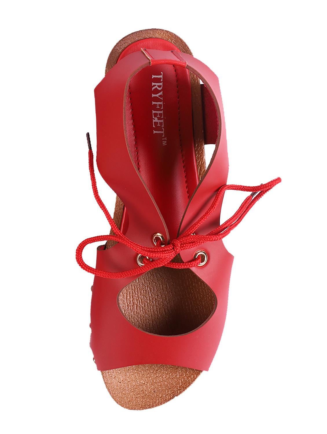 red lace-up sandals - 16720393 - Zoom Image - 4