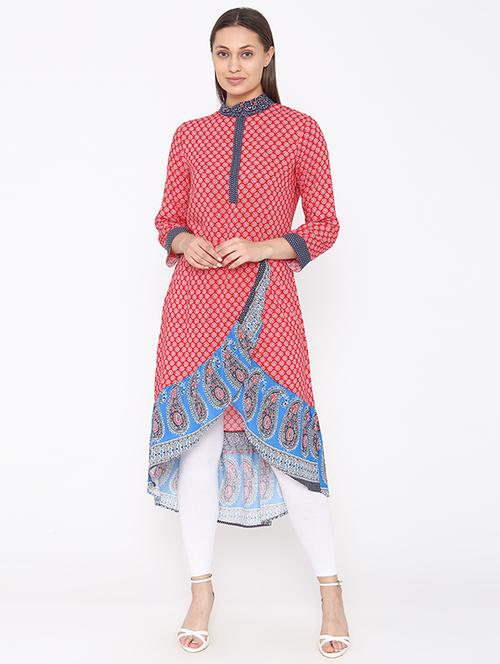 printed high-low kurta - 16720446 - Standard Image - 1