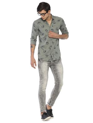 grey printed casual shirt - 16721144 - Standard Image - 4