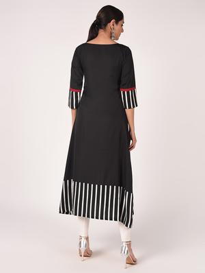 striped asymmetric kurta - 16721184 - Standard Image - 4