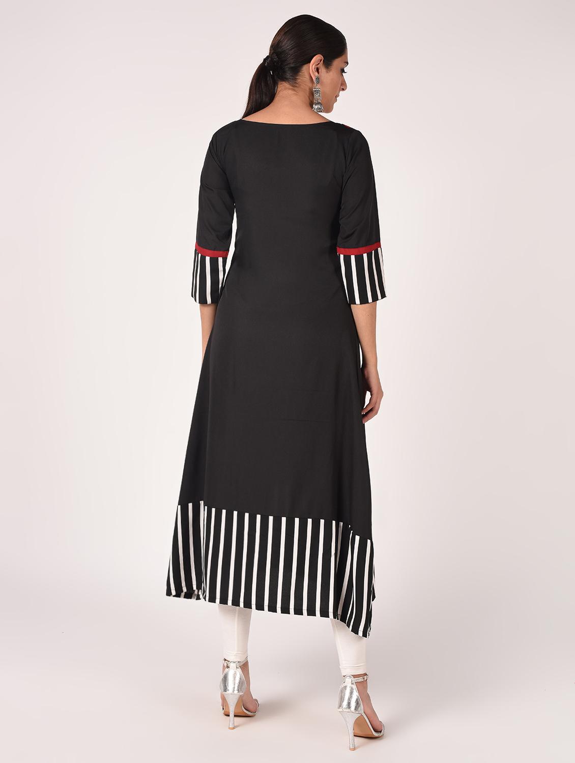 striped asymmetric kurta - 16721184 - Zoom Image - 4