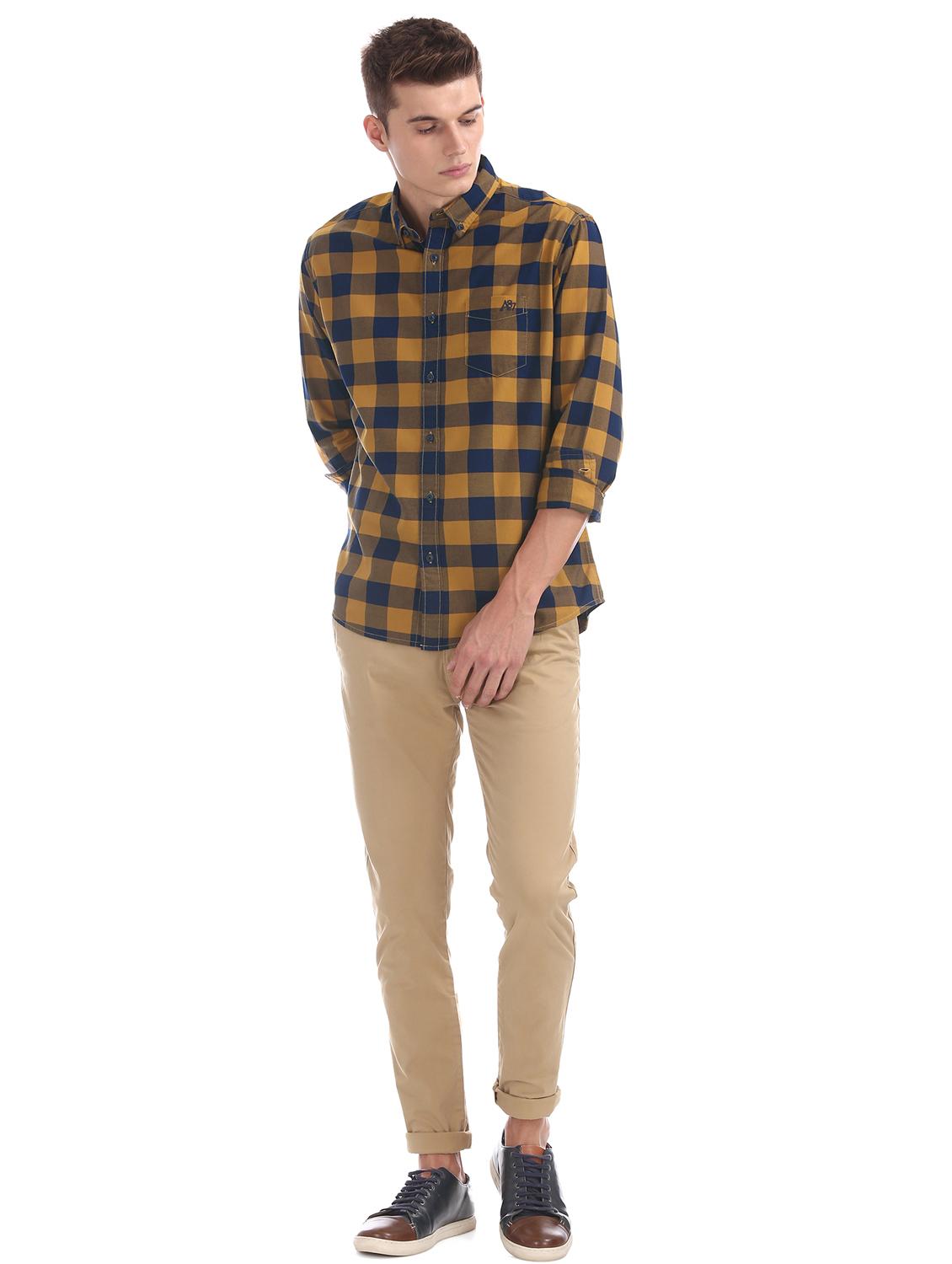 yellow checkered casual shirt - 16721312 - Zoom Image - 4