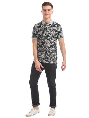 grey floral print polo t-shirt - 16721350 - Standard Image - 4