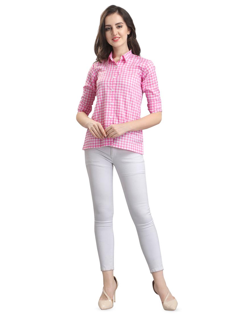roll up sleeved gingham checkered shirt - 16721689 - Zoom Image - 4