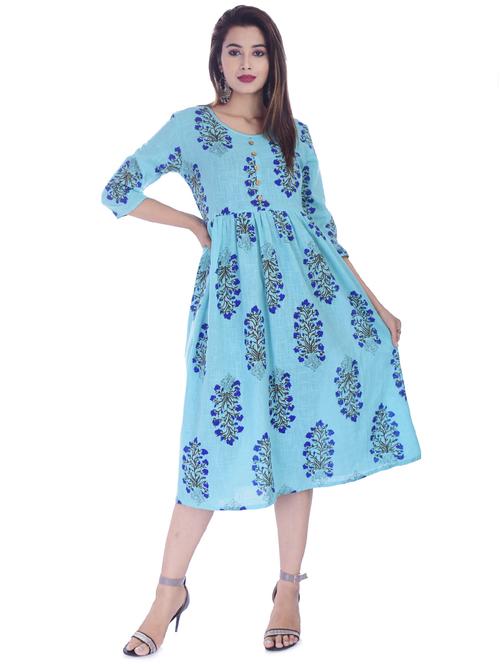 printed flared ethnic dress - 16723085 - Standard Image - 1