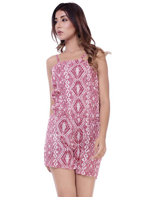 cami neck abstract print romper - 16723094 - Standard Image - 1