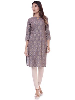 gold print straight kurta - 16723113 - Standard Image - 4