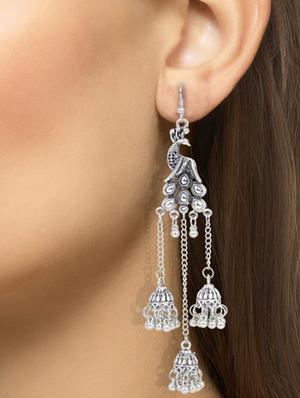 black metal jhumka earring - 16724735 - Standard Image - 4