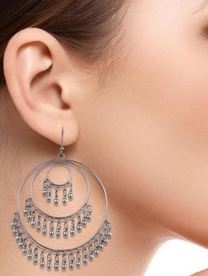 silver metal jhumka earring - 16724741 - Standard Image - 4