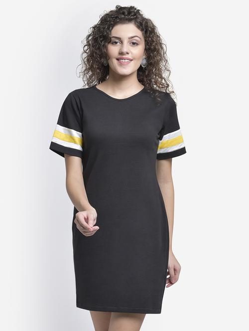 contrast taped round neck shift dress - 16724790 - Standard Image - 1