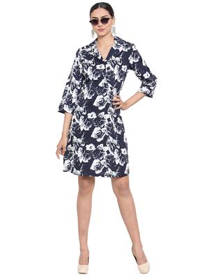 lapel neck floral a-line dress - 16725871 - Standard Image - 4