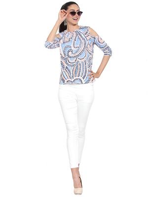 cold shoulder printed top - 16725890 - Standard Image - 4