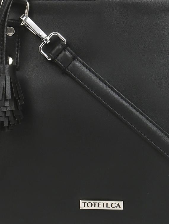 black leatherette regular handbag - 16726150 - Zoom Image - 4