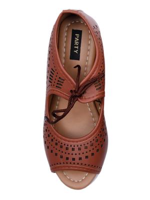 brown lace-up wedges - 16726442 - Standard Image - 4
