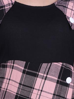 round neck checkered a-line dress - 16726886 - Standard Image - 4