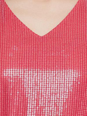 sequin embellished v-neck a-line dress - 16726892 - Standard Image - 4