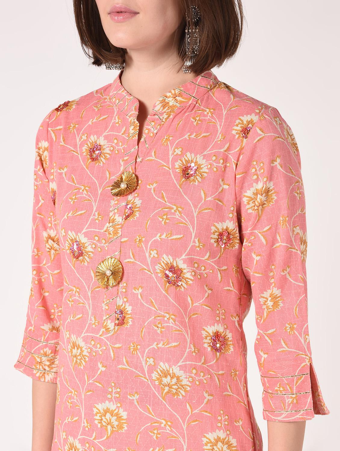 floral print kurta palazzo set - 16728283 - Zoom Image - 4