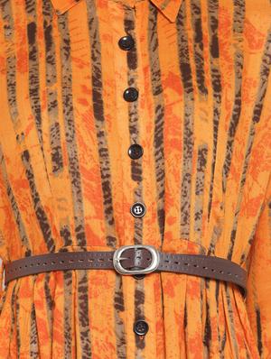 shirt collar striped belted dress - 16728388 - Standard Image - 4
