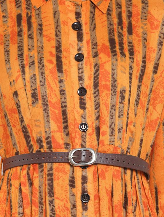 shirt collar striped belted dress - 16728388 - Zoom Image - 4