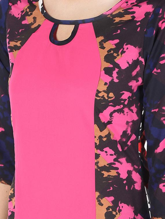 abstract printed contrast high-low kurta - 16728768 - Zoom Image - 4